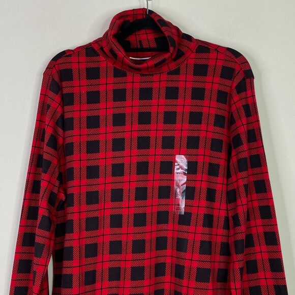 New Karen Scott Buffalo Tartan Plaid Turtleneck Top Women's Size Large - Picture 4 of 9